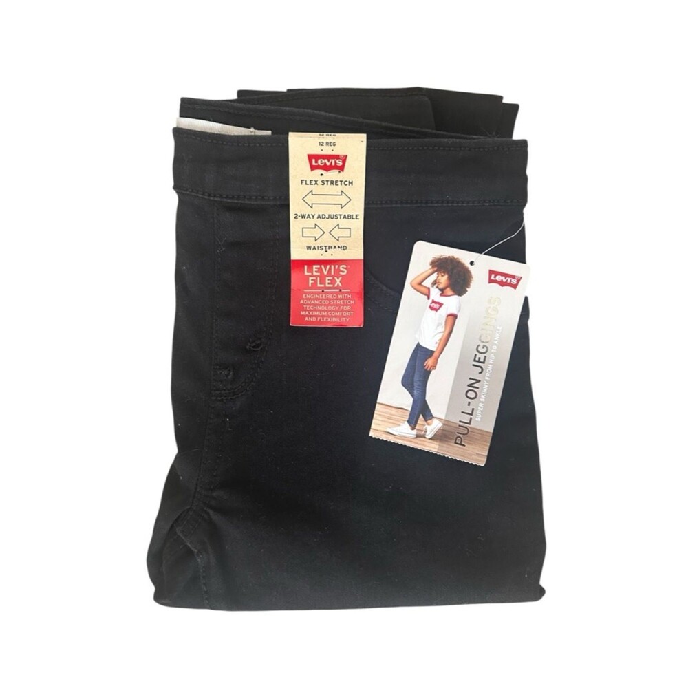 Levi's Girls Black Flex Stretch Pull-On Jeggings Size 12 Regular